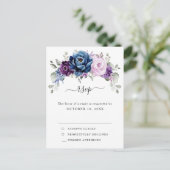 ダスティブルーパープルネイビー薄紫開花ウェディングRSVP ポストカード (スタンド正面)