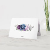 ダスティブルーパープルネイビー薄紫開花ブライダルシャワー サンキューカード (裏面)