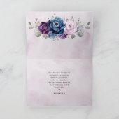 ダスティブルーパープルネイビー薄紫開花ブライダルシャワー サンキューカード (内部)