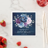 ダスティブルーパープルネイビー薄紫開花ブライダルシャワー スタンダードカクテルナプキン (インサイチュ)