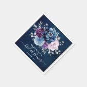ダスティブルーパープルネイビー薄紫開花ブライダルシャワー スタンダードカクテルナプキン (角)