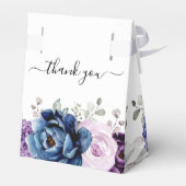 ダスティブルーパープルネイビー薄紫開花ブライダルシャワー フェイバーボックス (裏面サイド)