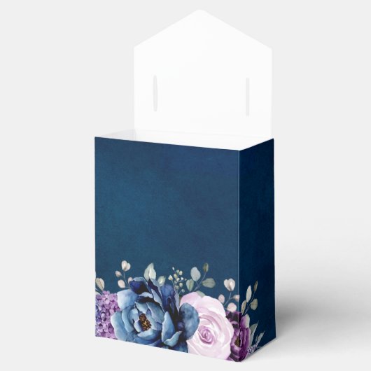 ダスティブルーパープルネイビー薄紫開花ブライダルシャワー フェイバーボックス (オープン)