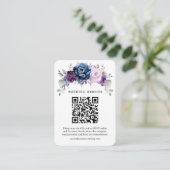 ダスティブルーパープルネイビー薄紫開花結婚のQRコード エンクロージャーカード (スタンド正面)