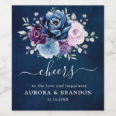 ダスティブルーパープルネイビー薄紫開花結婚ズワインL ワインラベル (シングルラベル)