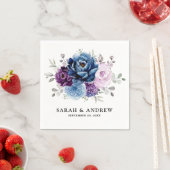 ダスティブルーパープルネイビー薄紫開花結婚ズ スタンダードカクテルナプキン (インサイチュ)