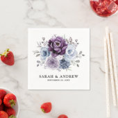 ダスティブルーパープルネイビー薄紫開花結婚ズ スタンダードカクテルナプキン (インサイチュ)