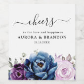 ダスティブルーパープルネイビー薄紫開花結婚ズ ワインラベル (シングルラベル)