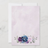ダスティブルーパープルネイビー薄紫開花結婚ズ 招待状 (裏面)