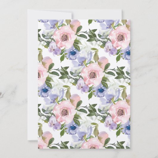 ダスティブルーパープルフローラ金ゴールド60誕生日 招待状 (裏面)