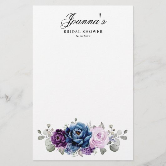 ダスティブルーパープルブライダルシャワーゲーム推測する誰 (裏面)