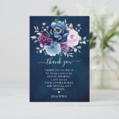 ダスティブルーパープル薄紫開花ブライダルシャワー感謝してい サンキューカード (スタンド正面)