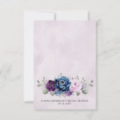 ダスティブルーパープル薄紫開花ブライダルシャワー サンキューカード (裏面)