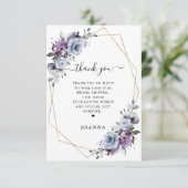 ダスティブルーパープル薄紫開花ブライダルシャワー サンキューカード (スタンド正面)