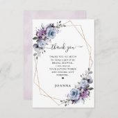 ダスティブルーパープル薄紫開花ブライダルシャワー サンキューカード (正面/裏面)