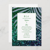 ダスティブルーパーム離れズグリーングリッター結婚ズ インビテーションポストカード (正面/裏面)
