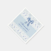 ダスティブルーパールスサテンボウレースブライダルシャワー スタンダードカクテルナプキン (角)