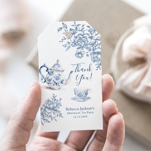 ダスティブルービクトリアンガーデンブライダルティーサンキュー ギフトタグ