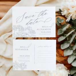 ダスティブルービクトリアンヴィンテージモダン結婚ズ セーブザデート