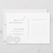 ダスティブルービクトリアンヴィンテージモダン結婚ズ セーブザデート (裏面)