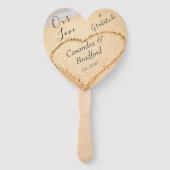 ダスティブルービーチ結婚式ハート砂の好意 ハンドファン (裏面)