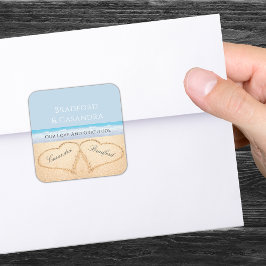 ダスティブルービーチ結婚式2ハートインザサンド スクエアシール