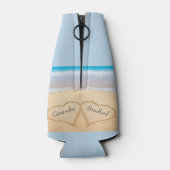 ダスティブルービーチ結婚式2ハート ボトルクーラー (裏面)