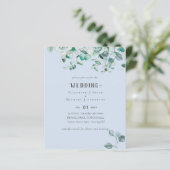ダスティブルーピンクのユーカリ予算の結婚式の招待 (スタンド正面)