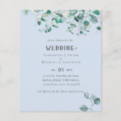 ダスティブルーピンクのユーカリ予算の結婚式の招待 (正面)