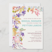ダスティブルーピンクフルーツフローラブライダルシャワー 招待状 (正面)