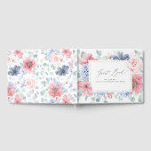 ダスティブルーピンクフローラエレガントウェディングゲストブック ゲストブック (全面)