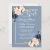 ダスティブルーピンクフローラジャールライトブライダルシャワー 招待状 (正面)