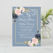 ダスティブルーピンクフローラジャールライトブライダルシャワー 招待状 (スタンド正面)