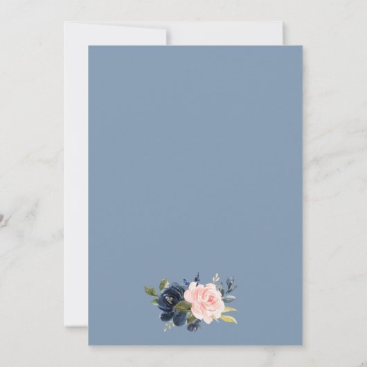 ダスティブルーピンクフローラジャールライトブライダルシャワー 招待状 (裏面)