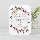 ダスティブルーピンクフローラブーケジオメト結婚リ 招待状 (スタンド正面)