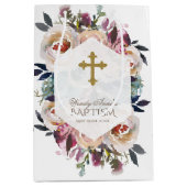 ダスティブルーピンクフローラブーケ幾何学的バプテスマ ミディアムペーパーバッグ (正面)