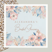 ダスティブルーピンクフローラボホシックブライダルシャワー スタンダードカクテルナプキン