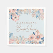 ダスティブルーピンクフローラボホシックブライダルシャワー スタンダードカクテルナプキン (正面)