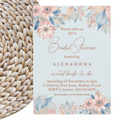 ダスティブルーピンクフローラボホシックブライダルシャワー 招待状