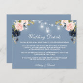 ダスティブルーピンクフローラライト結婚の詳細カード ポストカード (正面/裏面)