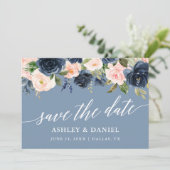 ダスティブルーピンクフローラ保存の日付カード サンキューカード (スタンド正面)