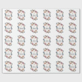 ダスティブルーピンクフローラ幾何学洗礼モノグラム ラッピングペーパー (フラット)