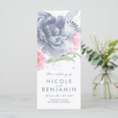 ダスティブルーピンクフローラ水彩結婚式 プログラム (スタンド正面)
