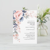 ダスティブルーピンクフローラ水色リハーサルディナー 招待状 (スタンド正面)