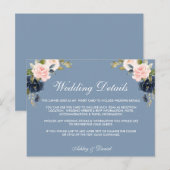 ダスティブルーピンクフローラ結婚の詳細挿入カード ポストカード (正面/裏面)