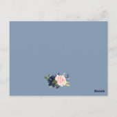 ダスティブルーピンクフローラ結婚の詳細挿入カード ポストカード (裏面)