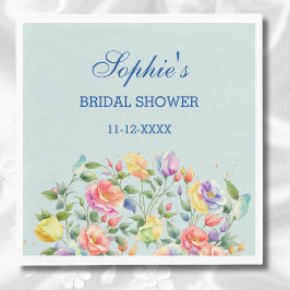 ダスティブルーピンクブライトバラブライダルシャワー スタンダードランチョンナプキン