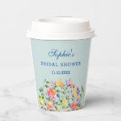ダスティブルーピンクブライトフローラブライダルシャワー 紙コップ (裏面)
