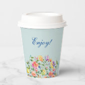 ダスティブルーピンクブライトフローラブライダルシャワー 紙コップ (正面)