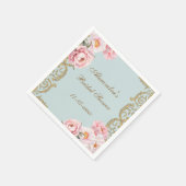 ダスティブルーピンク牡丹ヴィンテージブライダルシャワー スタンダードカクテルナプキン (角)